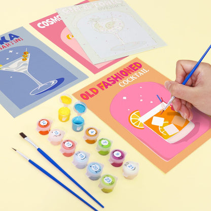 6 Mini Paintings - Colorful Cocktail Set