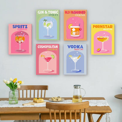 6 Mini Paintings - Colorful Cocktail Set