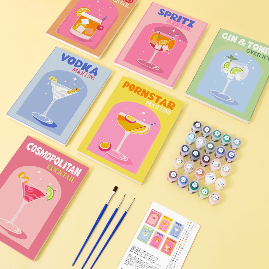 6 Mini Paintings - Colorful Cocktail Set