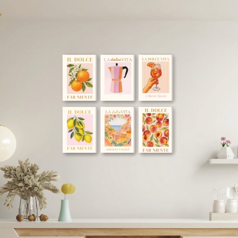 6 Mini Paintings - Italian ''Dolce Vita'' Set